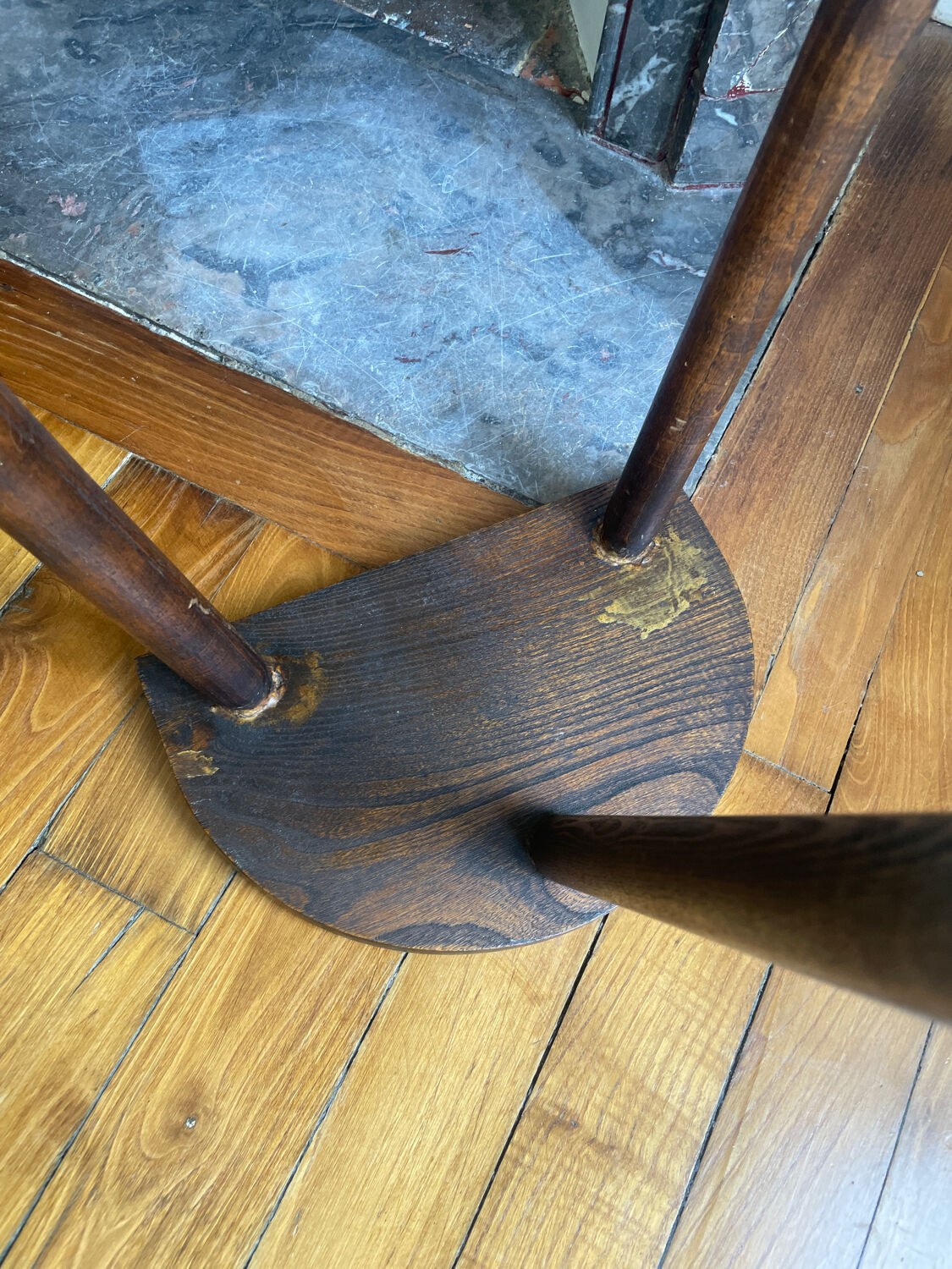 Dark wood tripod stool