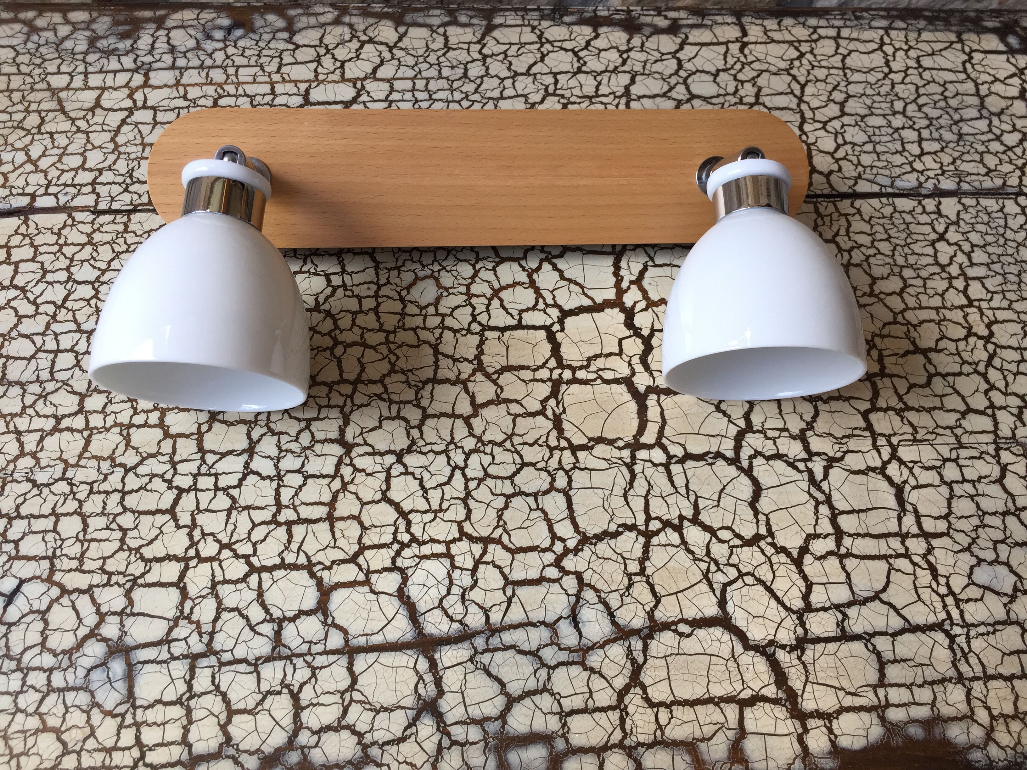 Vintage double metal and porcelain sconce