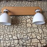 Vintage double metal and porcelain sconce