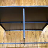 Mat black metal coffee table and 4 stackable stools.