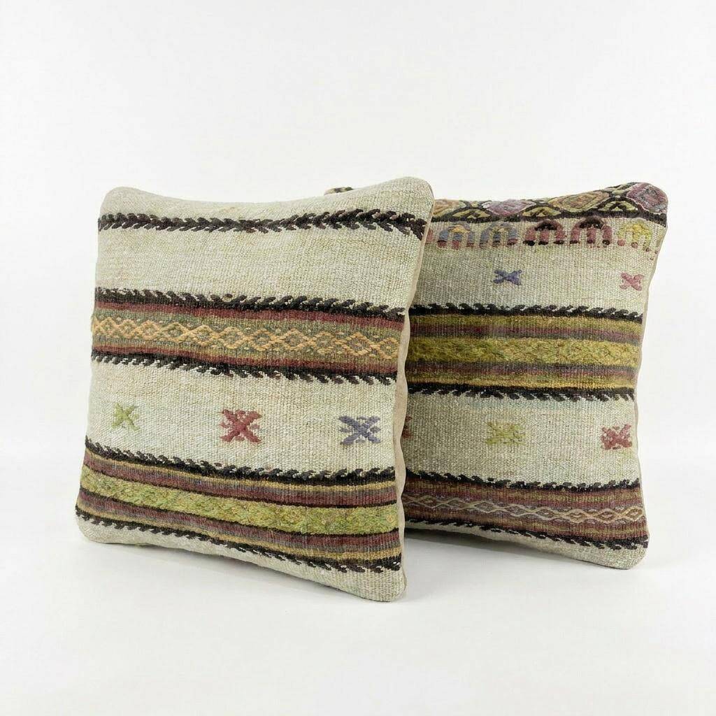 Set of 2 vintage kilim cushion covers 41x41 cm