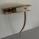 Floating wall console with drawer, brass body and marble top, 1960s, Italy