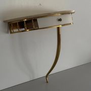 Console murale flottante avec tiroir, corps en laiton et plateau en marbre, années 1960, Italie