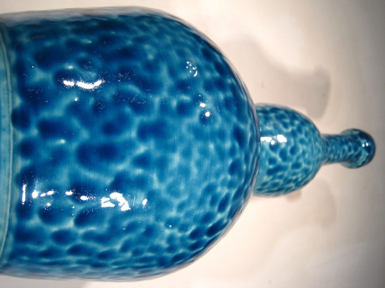 Vase signed blue modernist ceramic bottle bouhey 1973