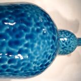 Vase signed blue modernist ceramic bottle bouhey 1973