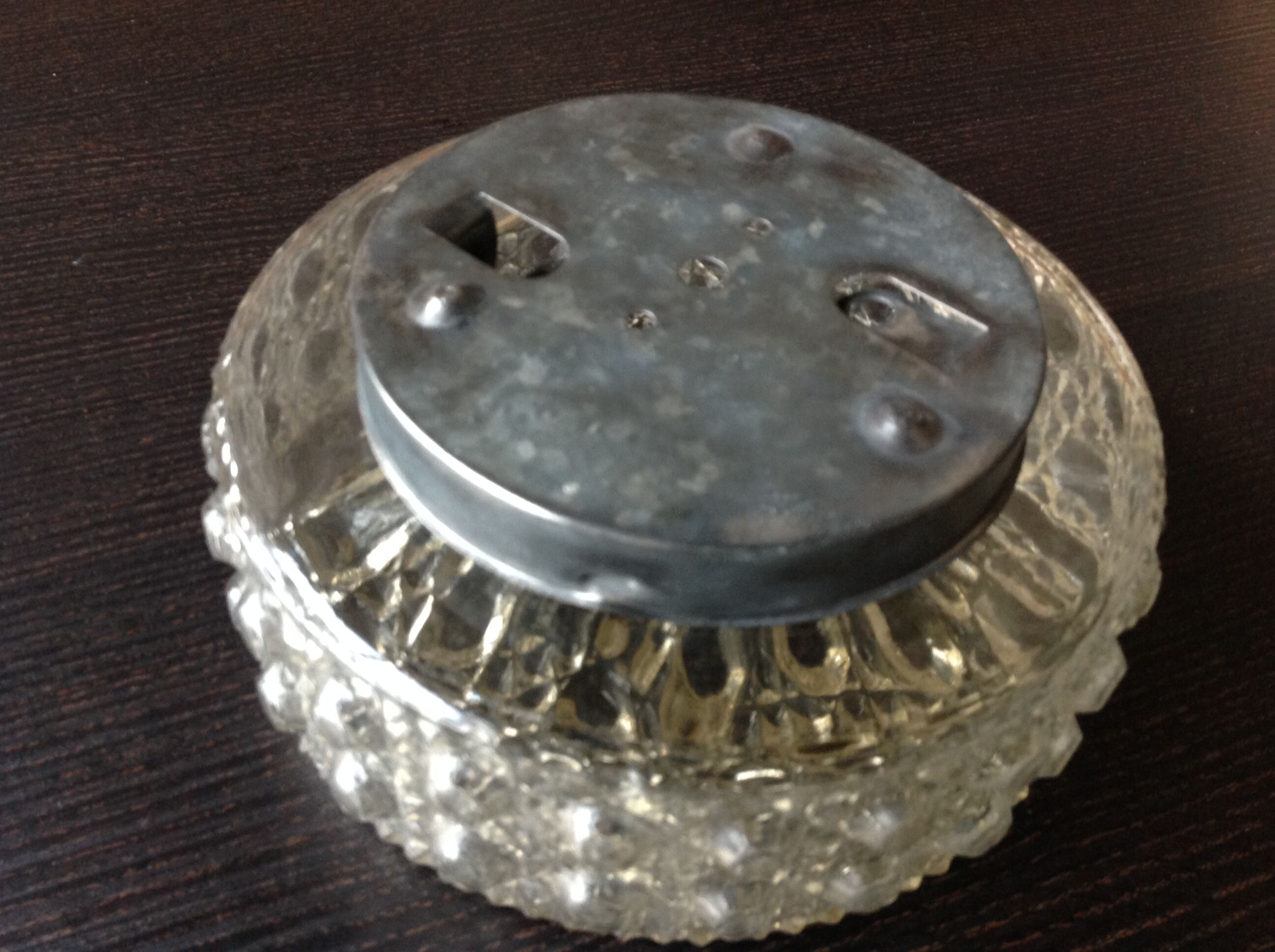 Round ceiling lamp in bubbled glass vintage 60s 70s