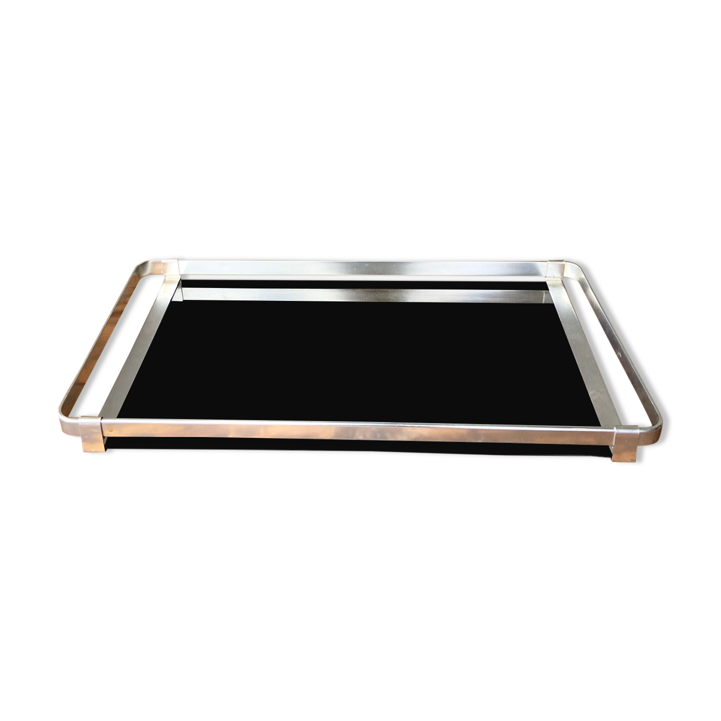 Top in smoked glass and steel