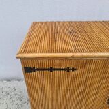 Rattan bamboo sideboard atttributed to Audoux Minnet vintage 60's