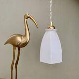 Vintage tulip pendant light in white opaline