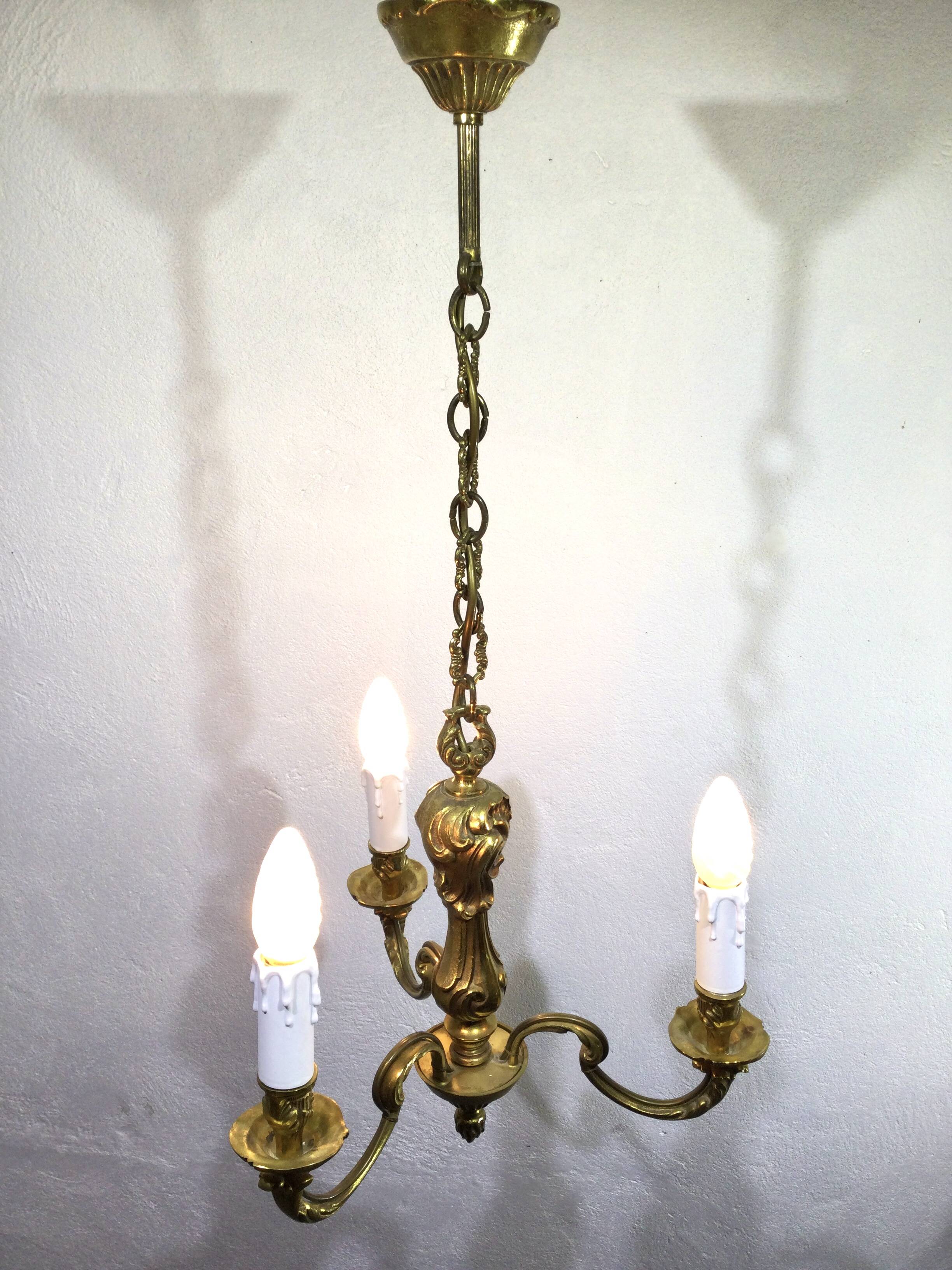 3-light bronze chandelier
