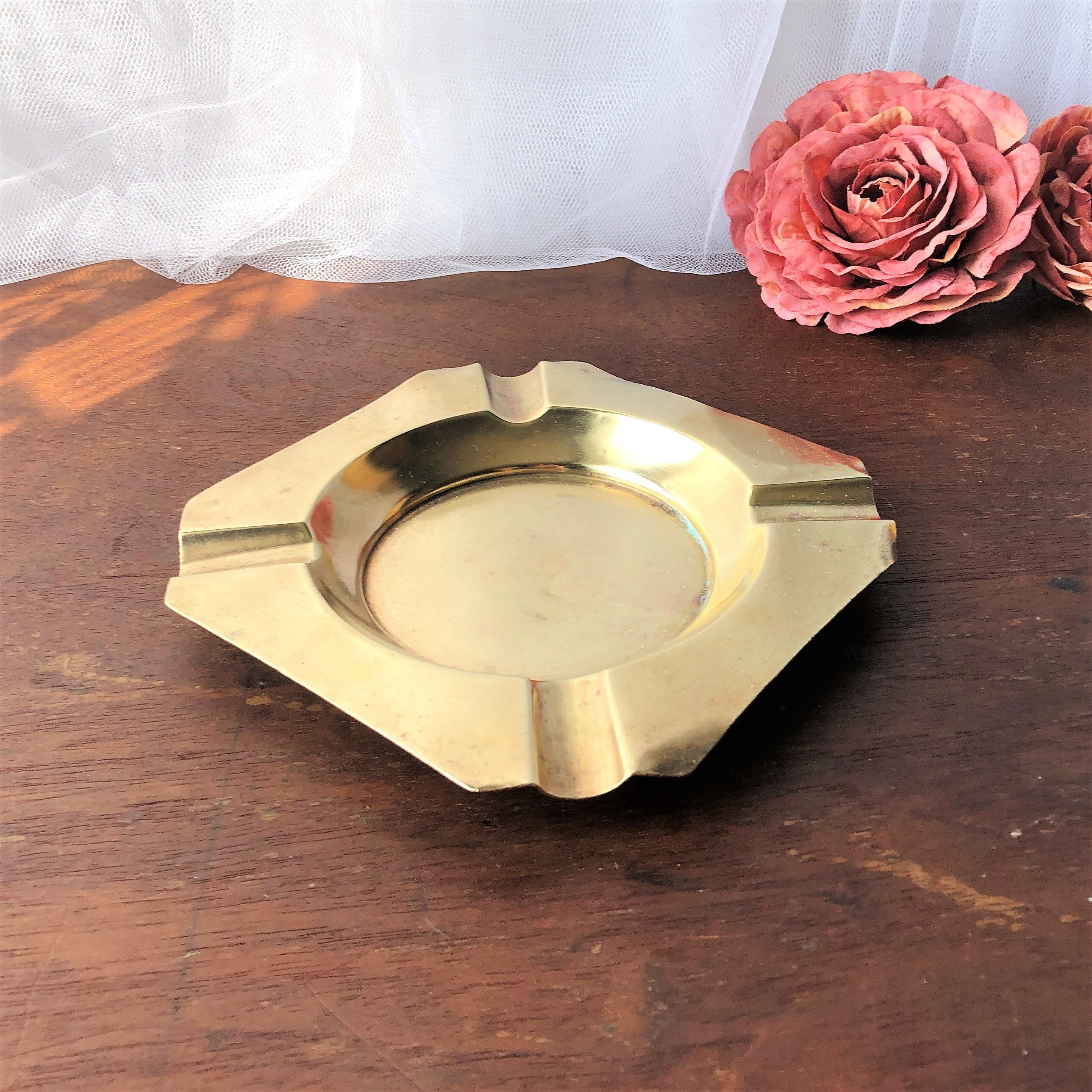 Cendrier laiton doré vintage