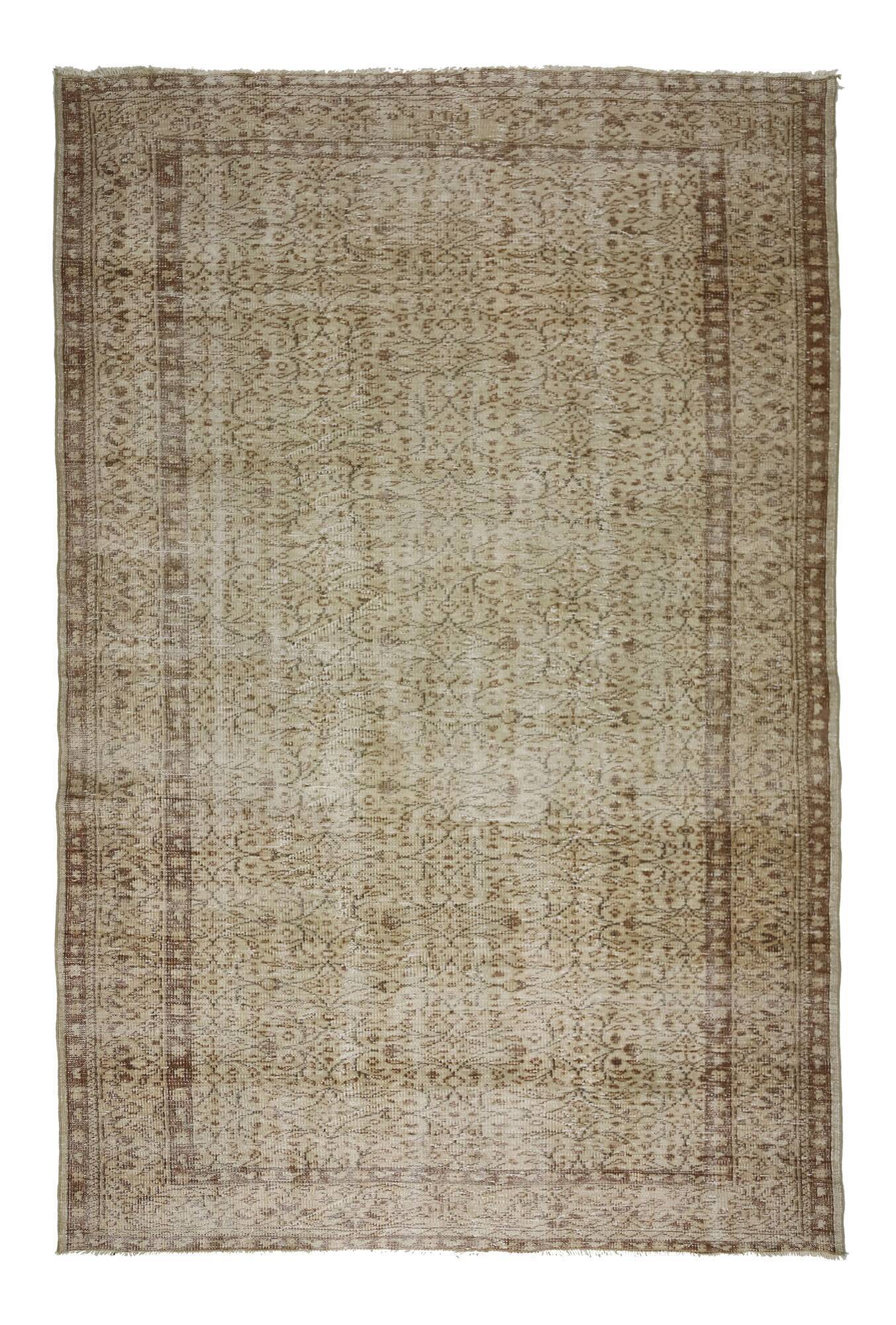 Grand Tapis Oushak Ancien – Tons Neutres & Motifs Discrets, 190 x 296 cm