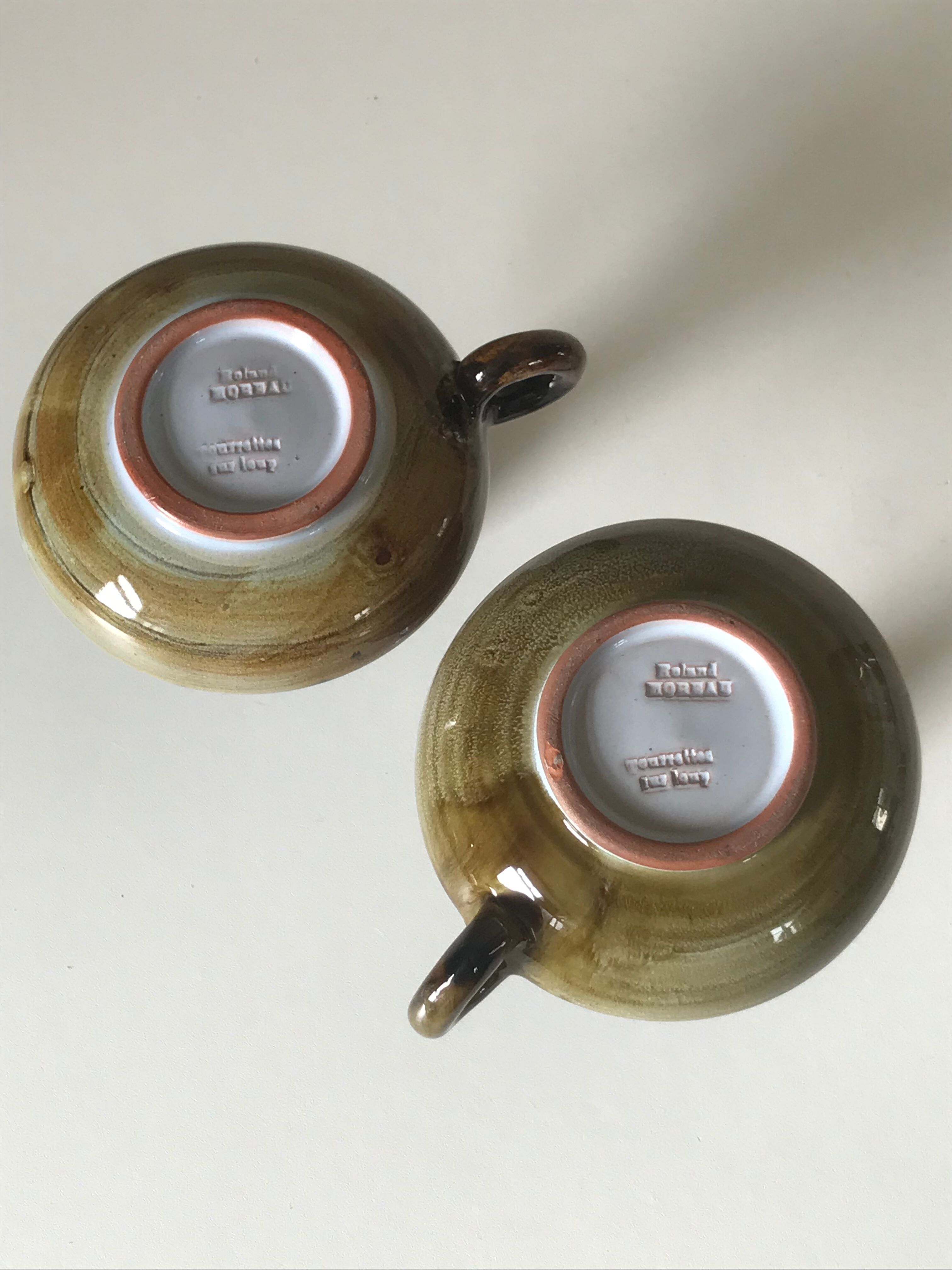 Pair of ceramic candle holders 1960 Roland Moreau