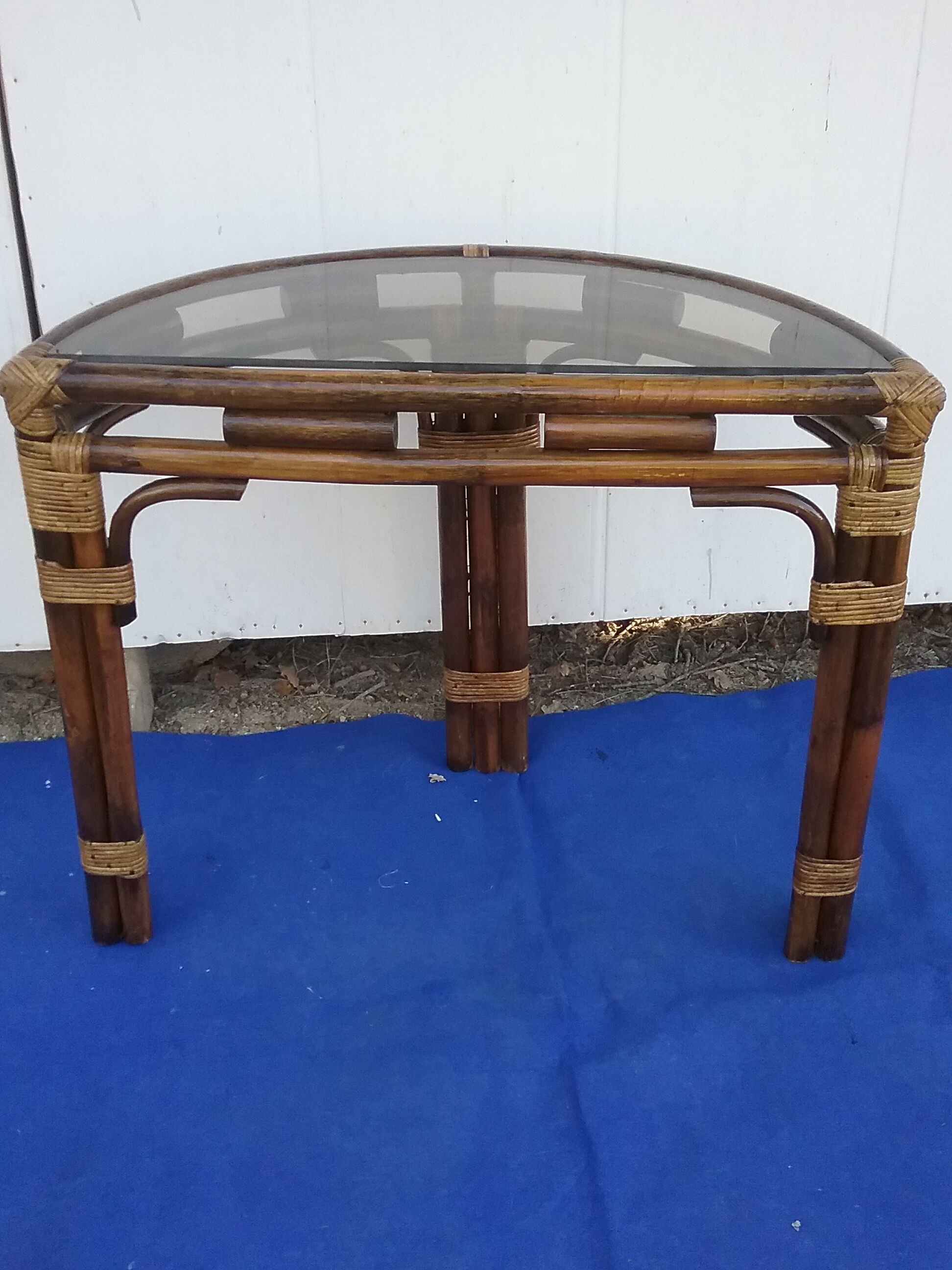 Half-moon bamboo console