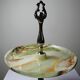 Rare display stand in green onyx and silver-plated metal, Italy, vintage 1935-1955.