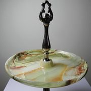 Rare display stand in green onyx and silver-plated metal, Italy, vintage 1935-1955.