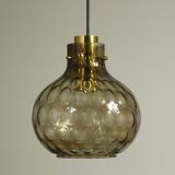Bubble Glass & Brass Pendant by Helena Tynell for Limburg, 1960s