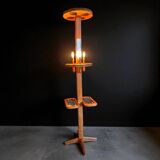 Rare oak and ceramic floor lamp – Guillerme et Chambron, 1950s