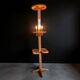 Rare oak and ceramic floor lamp – Guillerme et Chambron, 1950s