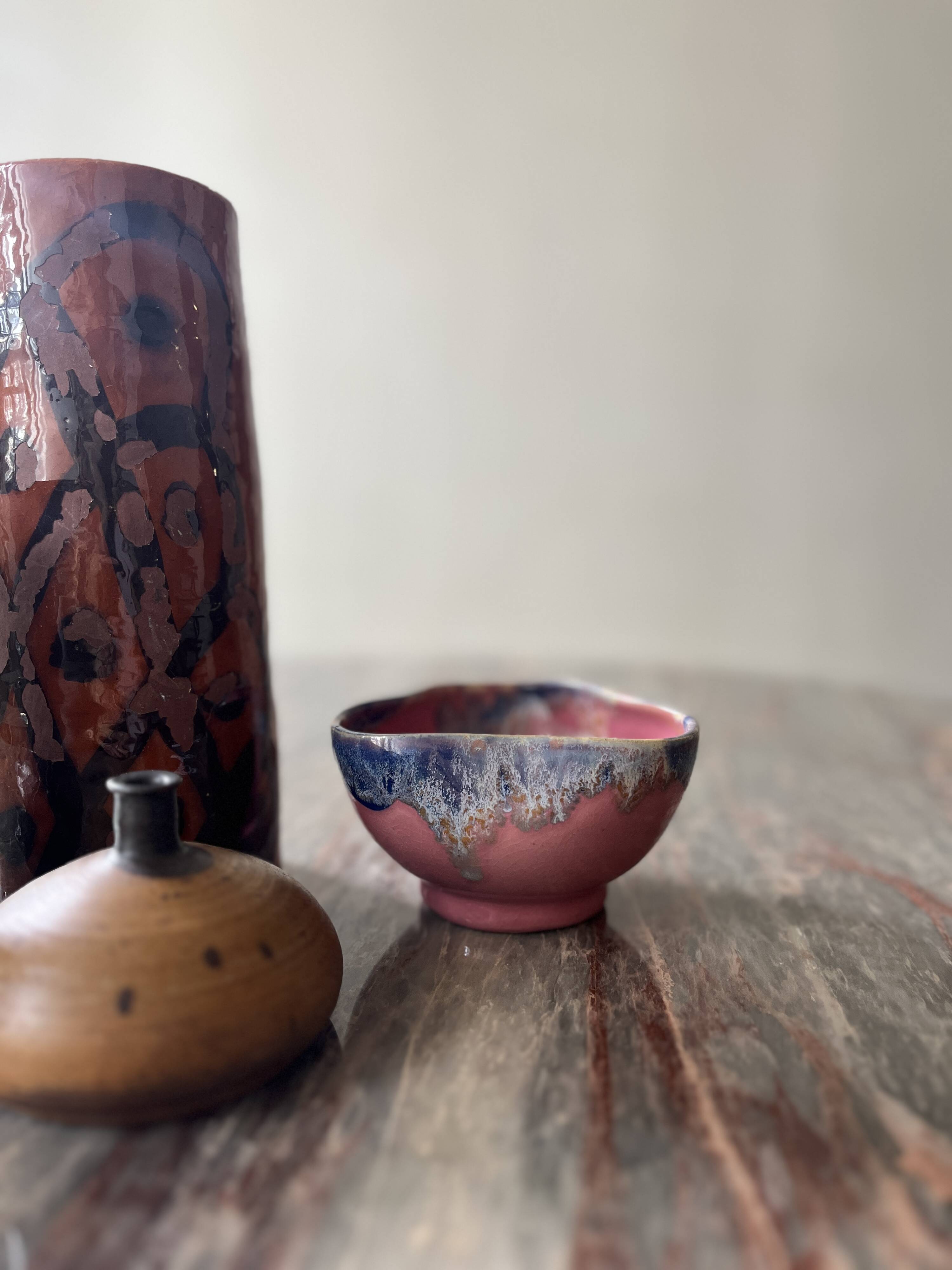 Arts cerams Grand feu enameled ceramic bowl, Saint Armand 1960