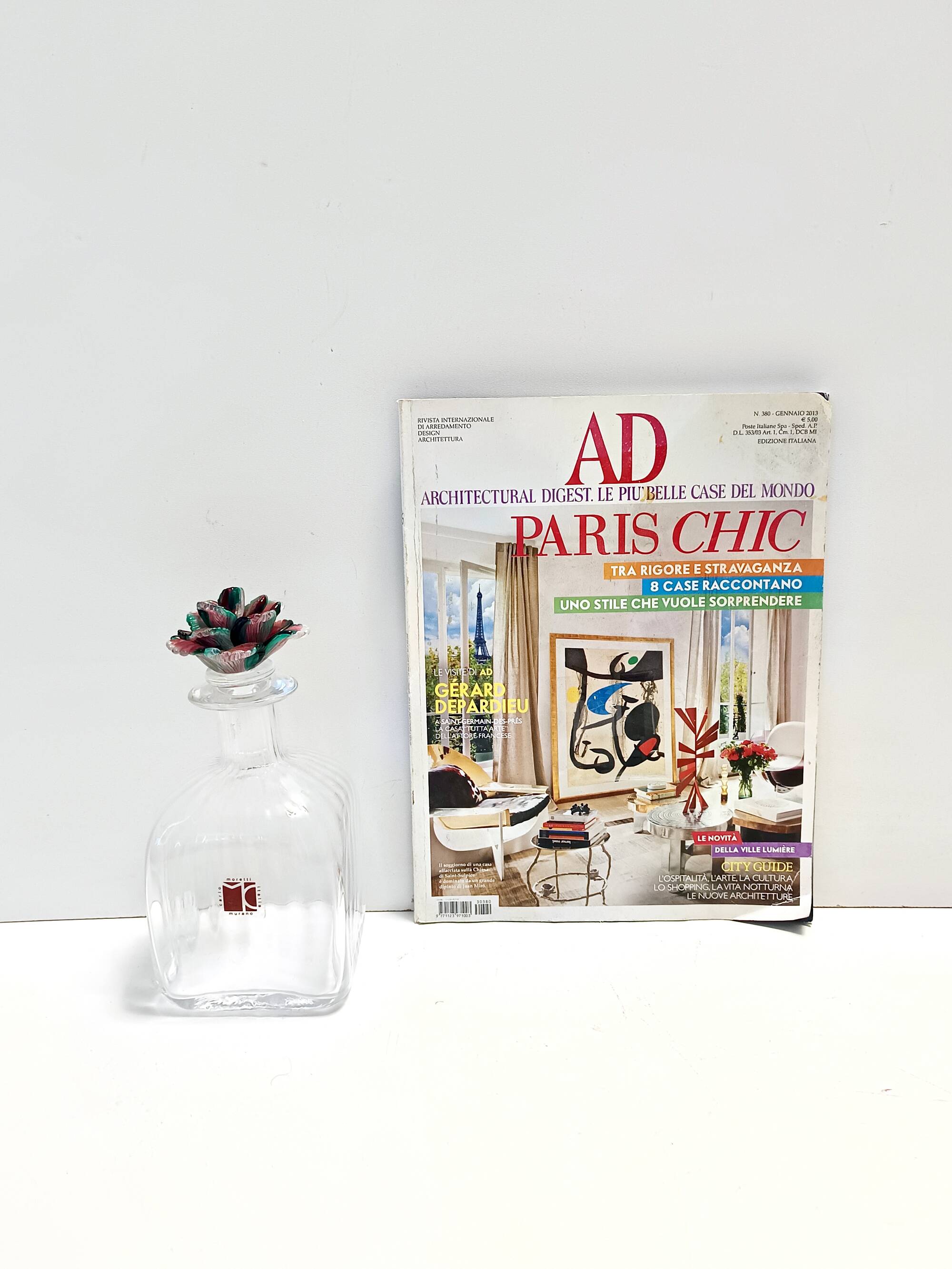 Transparent Murano Glass Decanter Bottle by Carlo Moretti, Italy