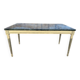 Table basse peinte de style Louis XVI peinte et marbre vert