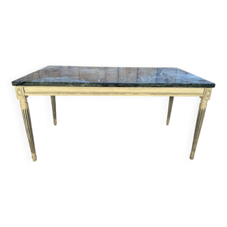 Louis XVI style painted coffee table and green marble
