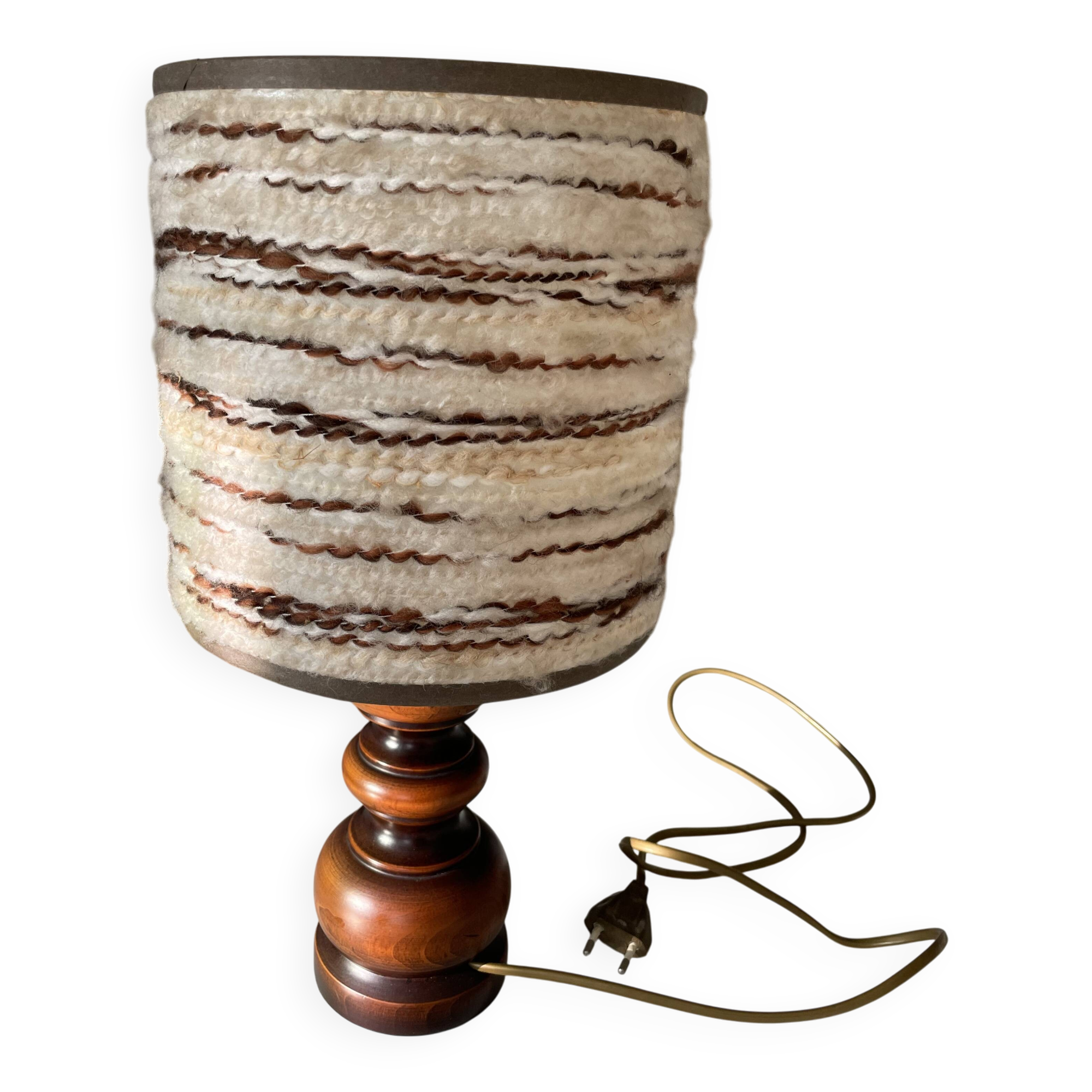 Turned wood lamp from the 1970s