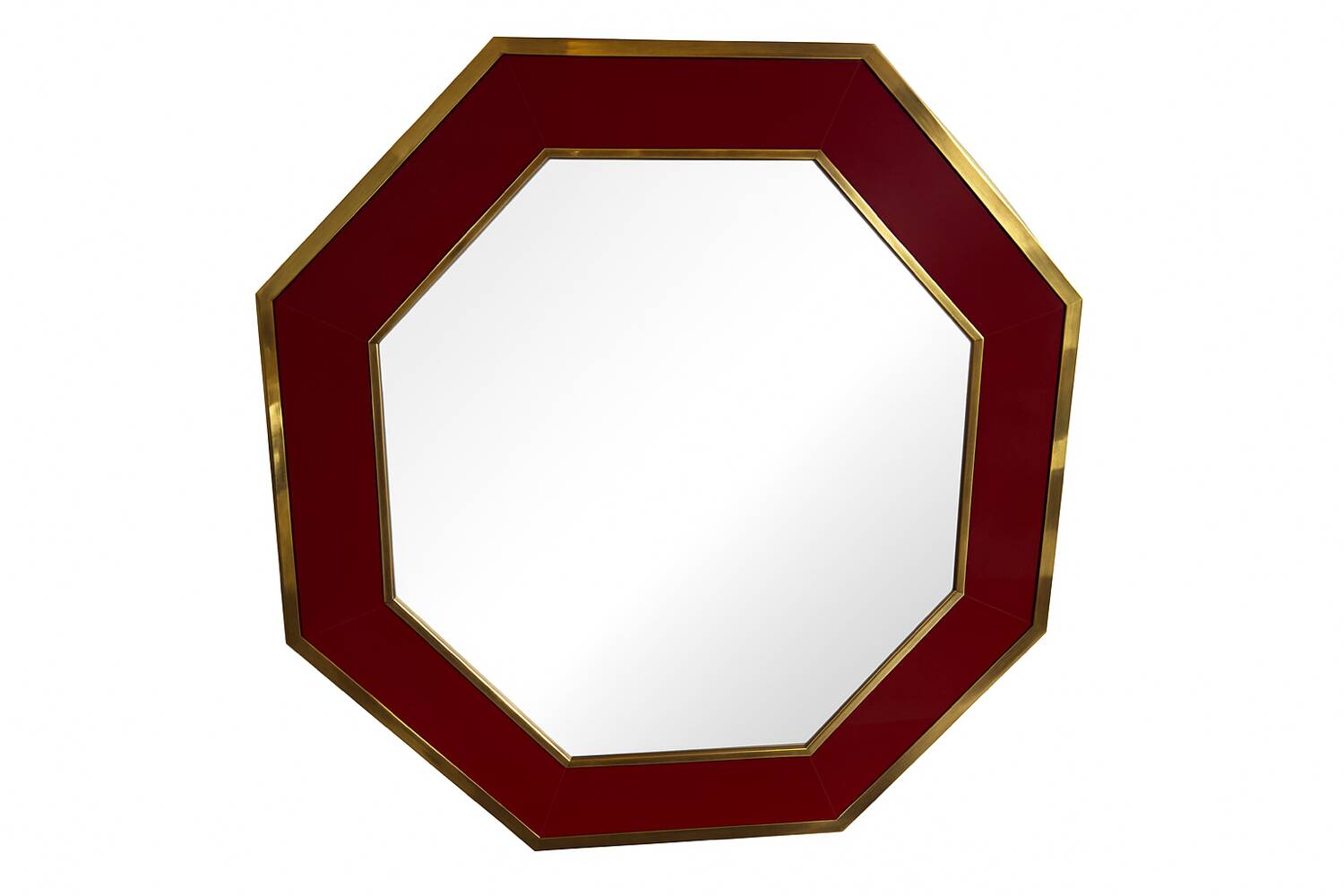 Burgundy octagonal mirror Éric Maville