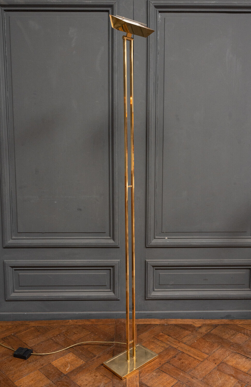 Halogen gilded metal floor lamp 1980 modernist