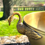 Swan Brass Champagne Cooler – Vintage Solid Sculptural Swan Handles