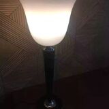 Black lacquered wood and white opaline lamp