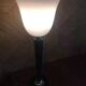 Black lacquered wood and white opaline lamp