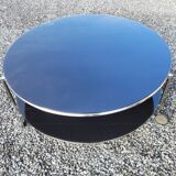 Round coffee table top in black glass
