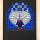 Original lithograph by franco borga. stained glass window, st-martin-des-rosiers