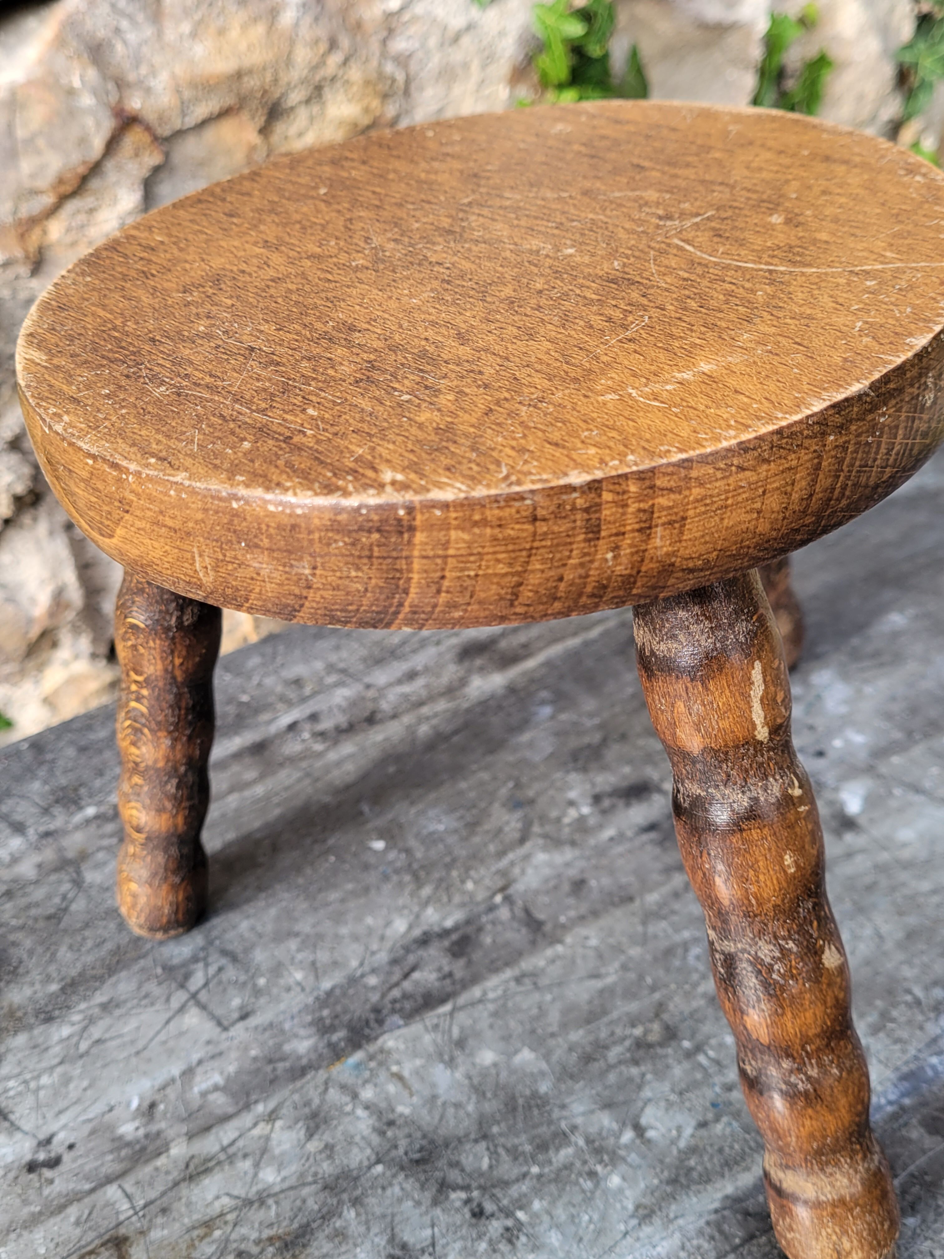 Turned wooden stool