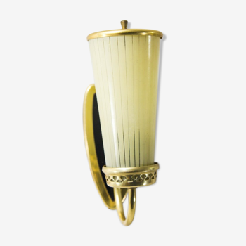 Brass wall lamp and glass with fine stripes mid-century