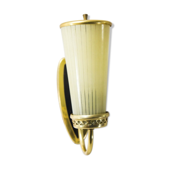 Brass wall lamp and glass with fine stripes mid-century