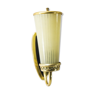 Brass wall lamp and glass with fine stripes mid-century