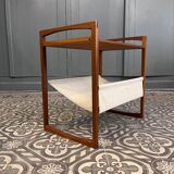 Silka Mobler magazine holders in teak wood and beige canvas, Kai Kristiansen - 1960