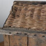 Wicker basket and wood