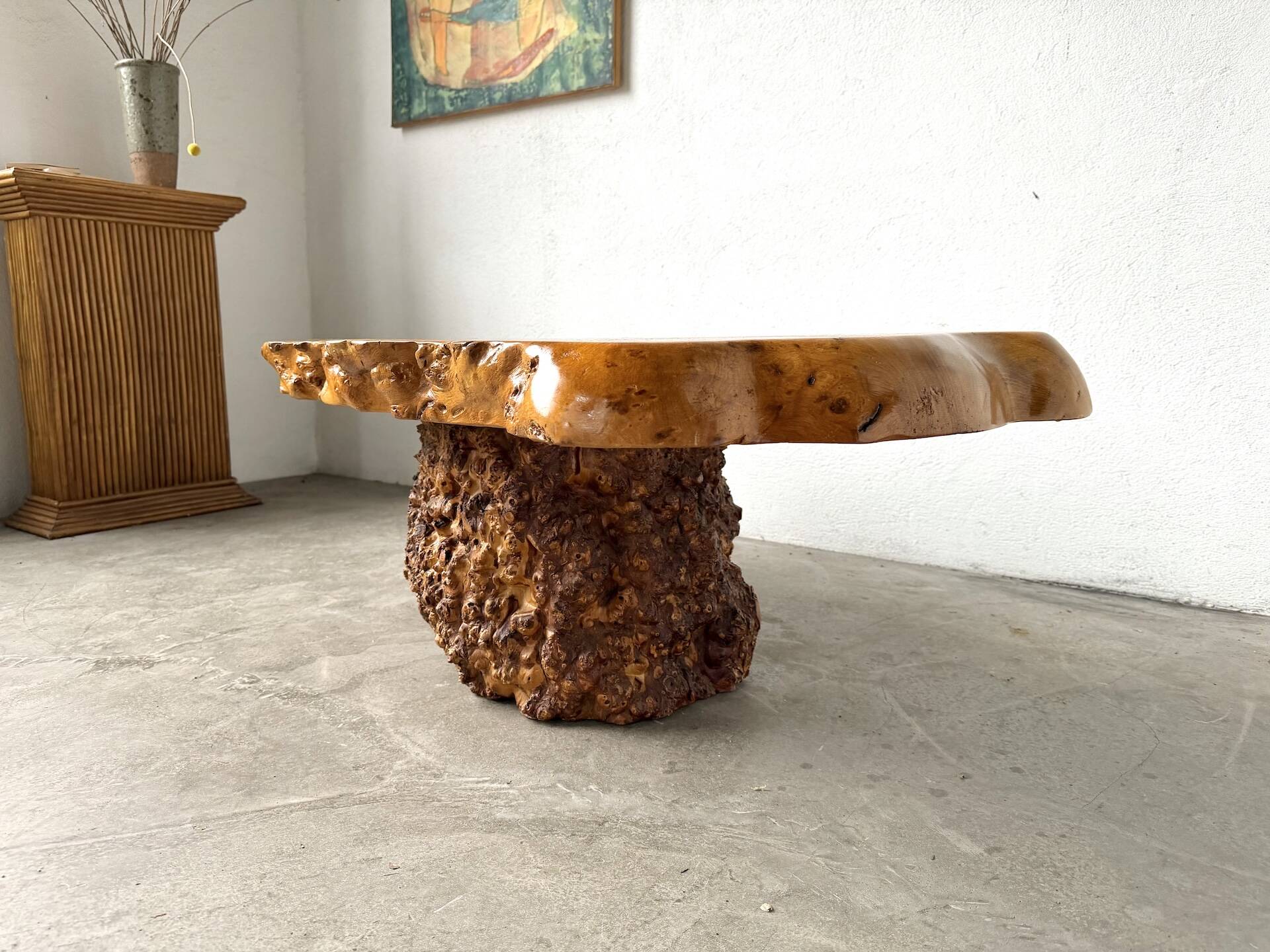 "Free-form" coffee table in solid elm.