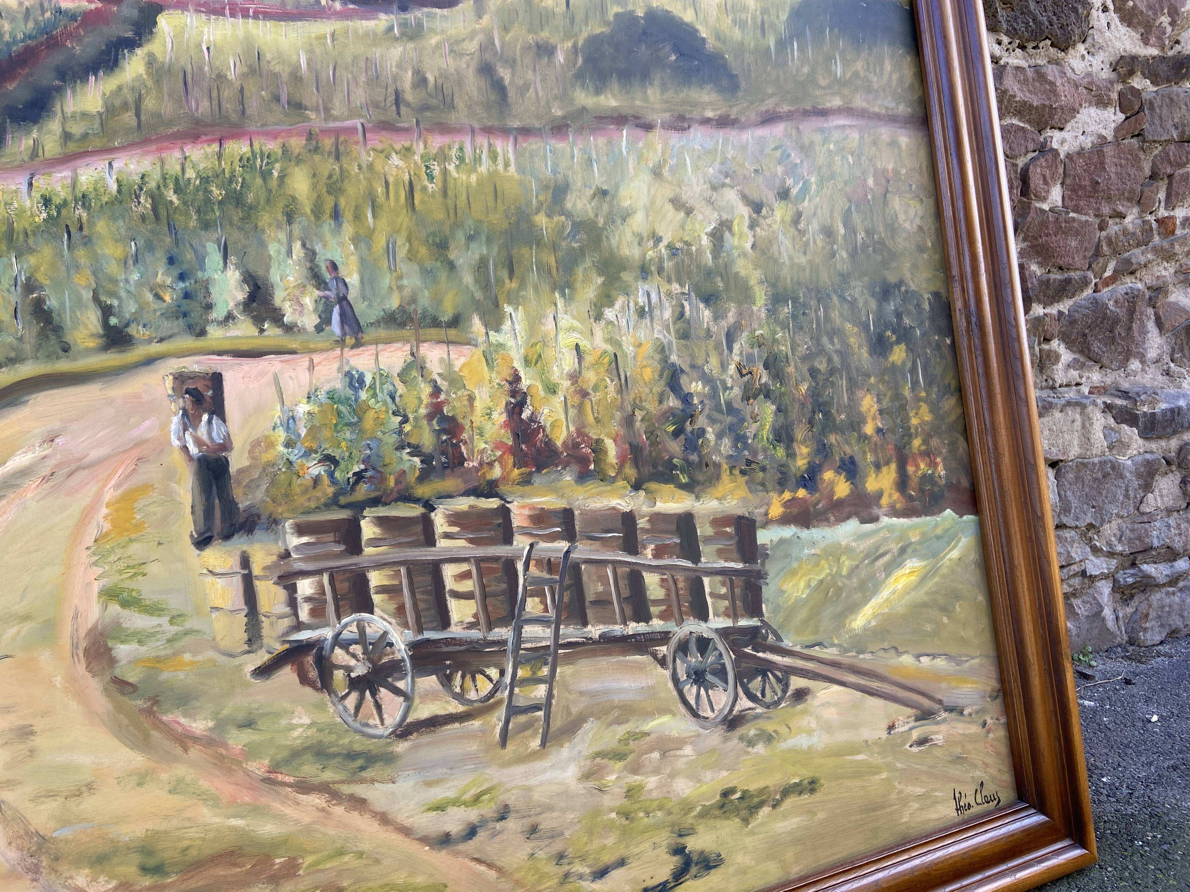 XXXL painting Alsatian landscape VINE Viticulture Harvest Vineyard By Théo