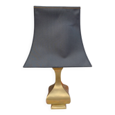 Lampe bronze et abat jour tissus marron foncé