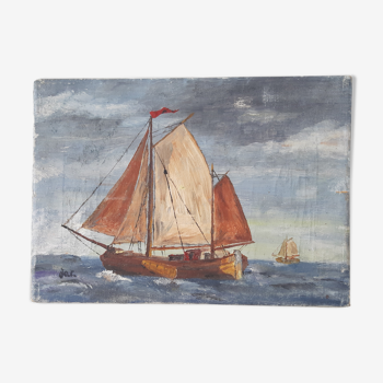 Oil on canvas, sailboats