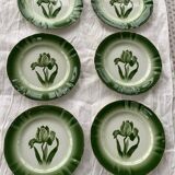 6 flat plates tulip pattern, longwy. Art deco