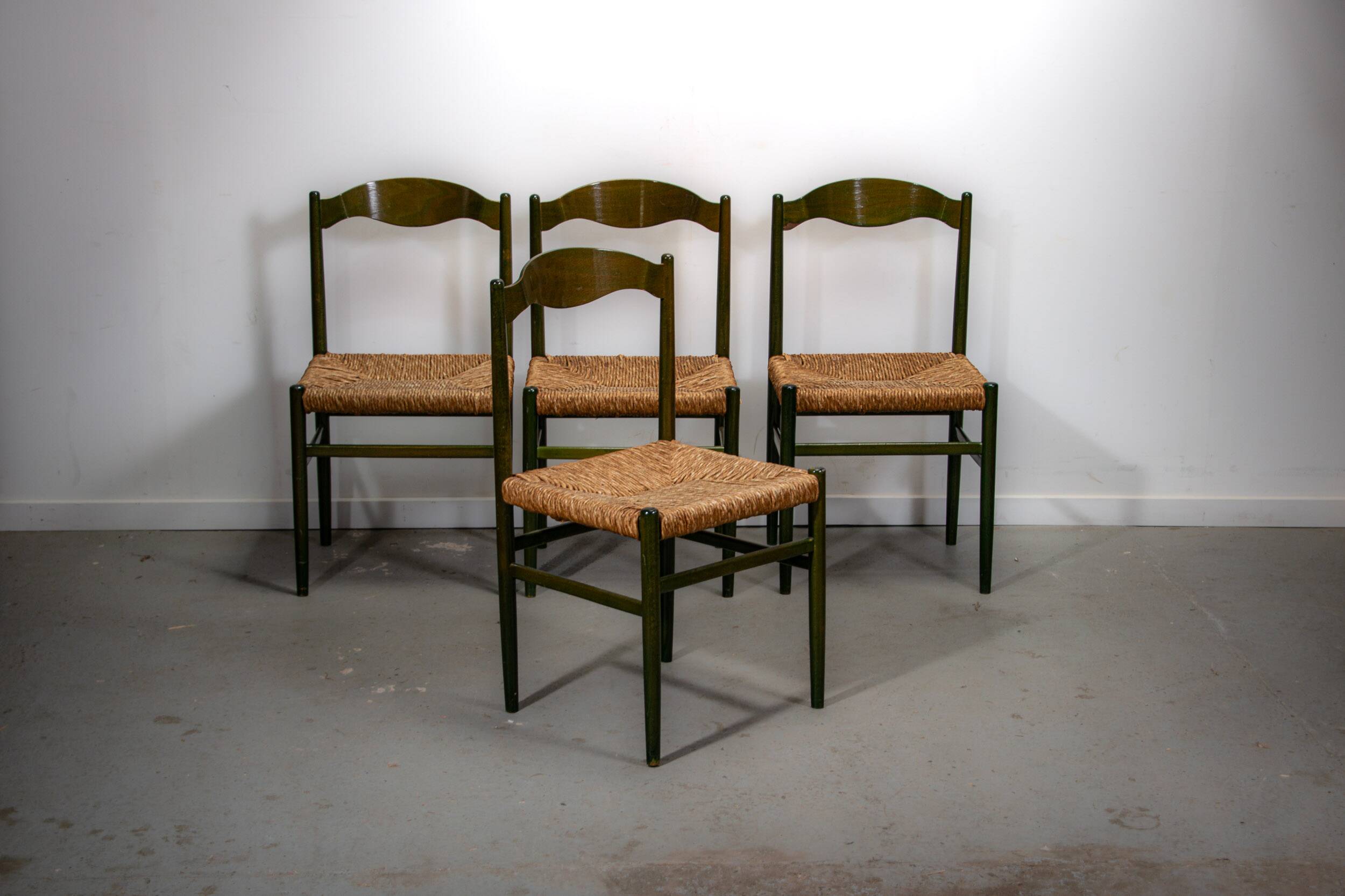 Green beech and rush dinning chairs
