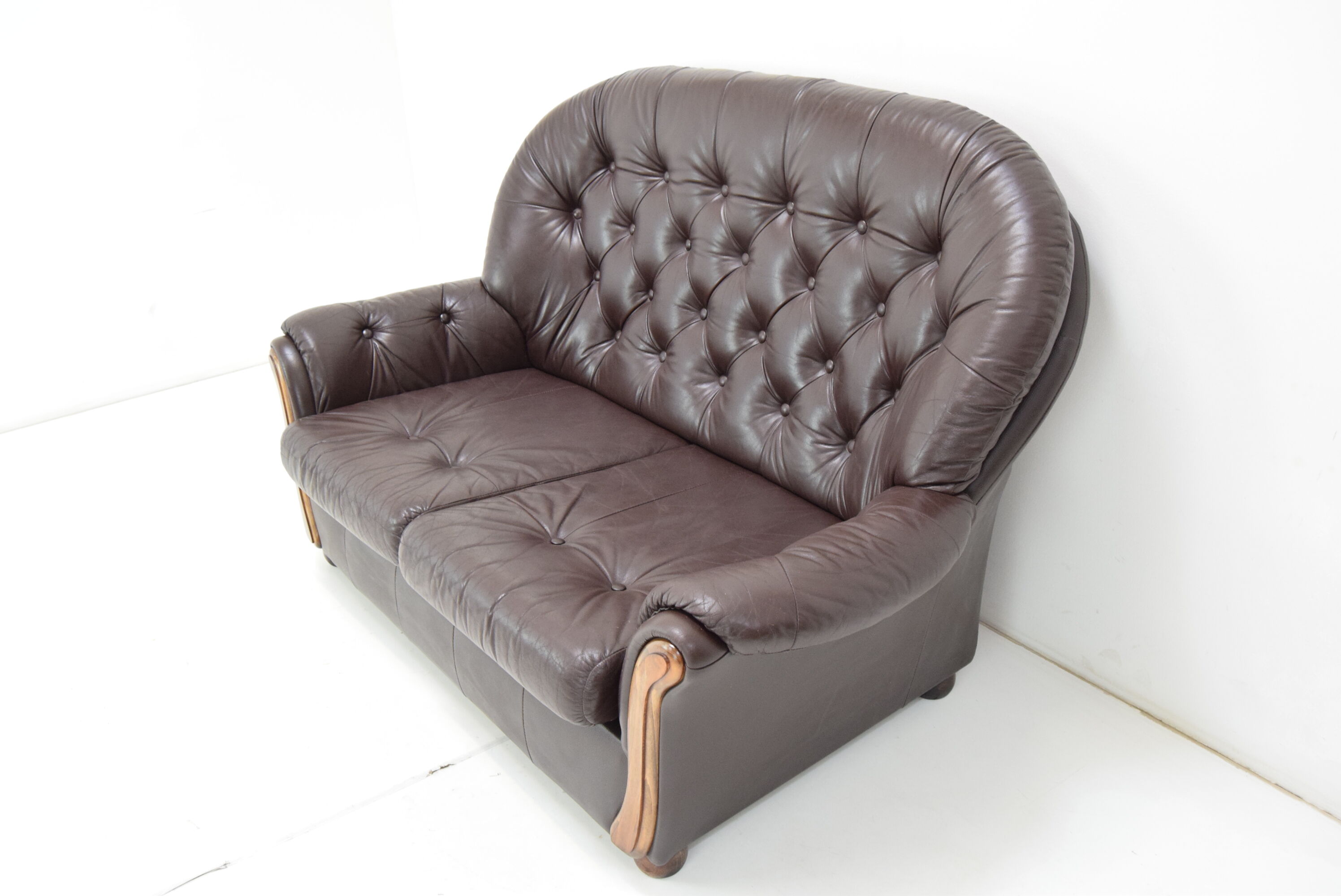 Mid-century Leatherette Two Seat Sofa,1990's.