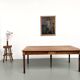 Farm table with 5 feet in beech and 4 drawers, 1950s.