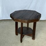 Pedestal table or small octagonal side table quadripod base with modernist spacer